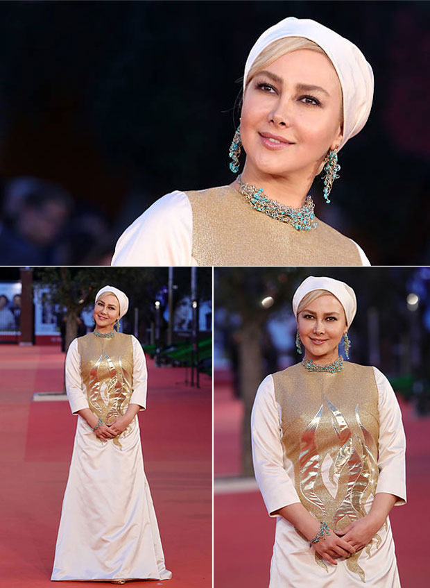 Anahita Nemati's jewelry and earrings on the red carpet and photocall of the movie Immortality at the 11th Rome Film Festival