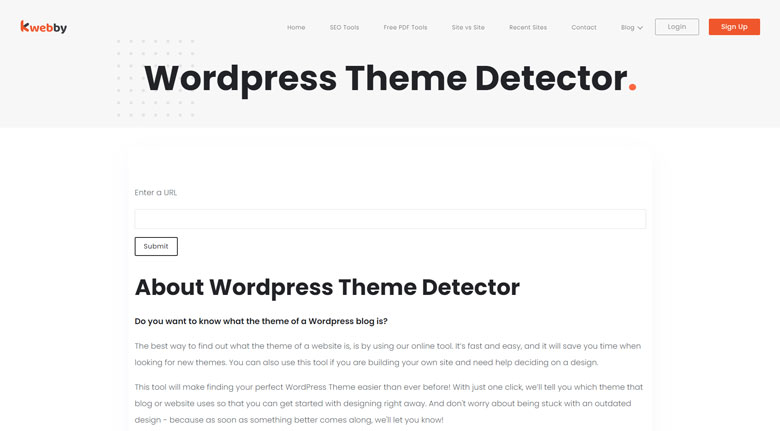 WordPress Theme Detector by Kwebby