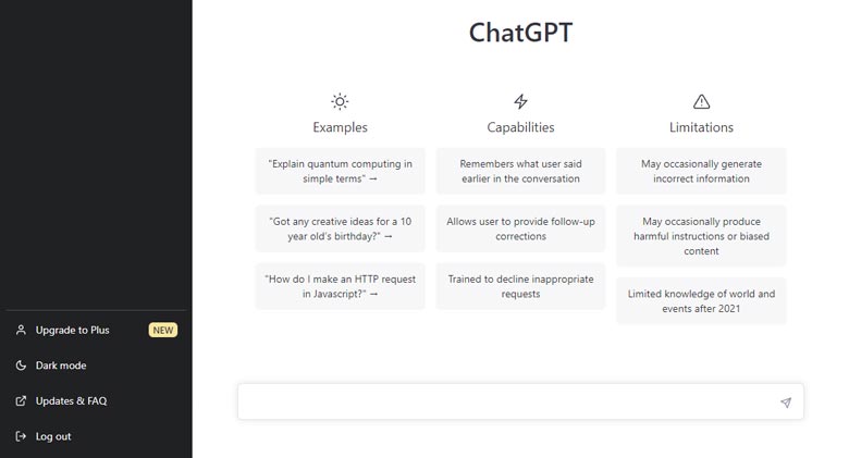 Chat page with ChatGPT