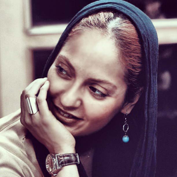 Mahnaz Afshar's turquoise earrings