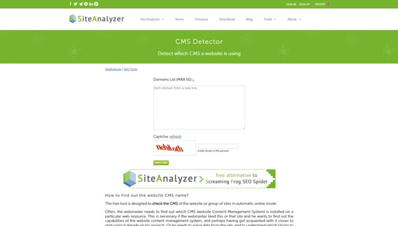 Site Analyzer: CMS Detector Online - Detect Which CMS a Website is Using