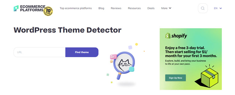 The WordPress theme detector by Ecommerce Platforms